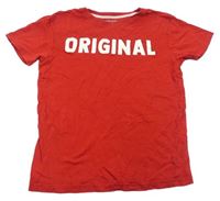 Červené tričko s nápisom PRIMARK