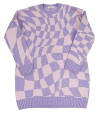 Fialovo-svetloružové vzorované vlnené šaty H&M