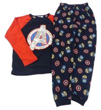 Tmavomodro-červené fleecové pyžama so znakom a CAPTAIN AMERICA PRIMARK