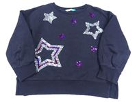 Čiernošedá oversize crop mikina s hvězdičkami z flitrů John Lewis