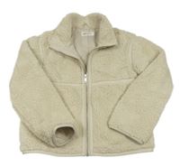Smotanová huňatá podšitá bunda s koženkou zn. H&M