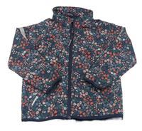 Tmavomodrá kytičkovaná softshellová bunda H&M