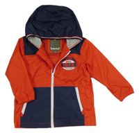 Červeno-tmavomodrá šušťáková nepromokavá bunda s číslom a kapucňou Timberland