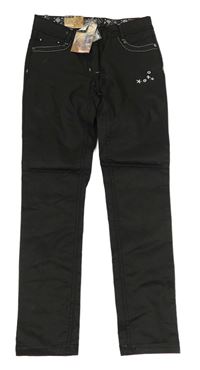 Nové - čierne potiahnuté é slim rifle s výšivkami ORCHESTRA