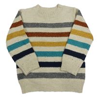 Světlebéžovo-pruhovaný melírovaný sveter zn. Matalan