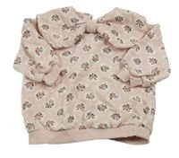 Svetloružová bodkovaná á oversize mikina so srdiečkami s kvietkami a golierom Next