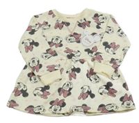Nové - smotanová tepláková šatová tunika s Minnie PRIMARK