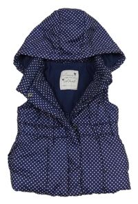 Tmavomodrá bodkovaná á šušťáková zateplená vesta s kapucňou Matalan