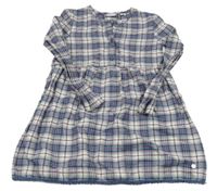 Tmavomodro-šedo-bílo-růžové kostkované šaty FATANTS