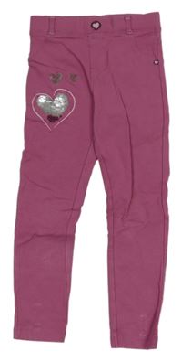 Starorůžové tregíny se srdíčky a flitry Kids