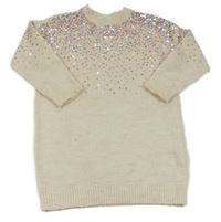 Svetlobéžové melírované svetrové šaty s flitrami F&F