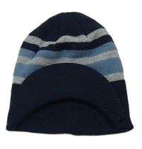 Tmavomodro-šedo-modrá čepice s pruhy a kšiltem X-MAIL