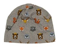 Šedá melírovaná čepice se zvířátky C&A