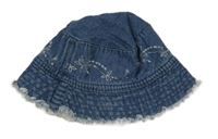 Modrý riflový klobouk s výšivkou