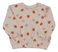 Svetloružová oversize mikina s jahůdkami PRIMARK