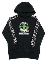 Čierna mikina s Minecraft a vreckom a kapucňou Nutmeg