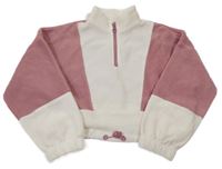 Smetanovo-staroružová fleecová oversize crop mikina PRIMARK