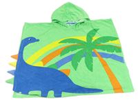 Zelené froté osuškové pončo s dinosaurom a kapucňou Matalan