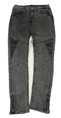 Antracitové skinny rifle s koženkou