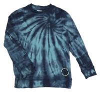 Tmavomodro-modrá batikovaná mikina F&F