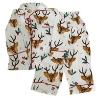 Bílé plyšové pyžamo se srnkami