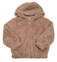 Staroružová kožušinová podšitá bunda s kapucňou F&F