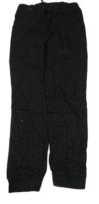 Černé vzorované plátěné cuff kalhoty Y.F.K.
