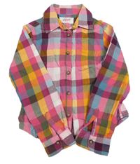 Tmavorůžovo-okrovo-khaki kockovaná blúzka Alive