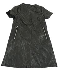 Čierne koženkové šaty so zipy Primark