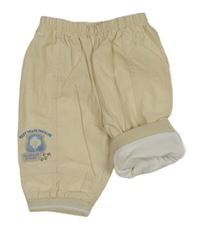 Béžové šusťákové podšité cuff kalhoty s nášivkami C&A