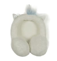 Bílé kožešinové klapky na uši - jednorožec