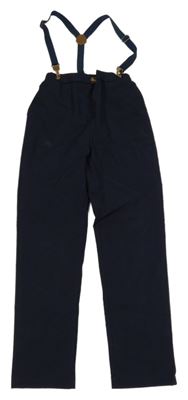 Tmavomodré šušťákové nohavice s trakami Shein