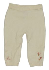 Krémové pletené tepláky s výšivkami květů George