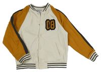 Světlebéžovo-medová baseballová mikina s číslom