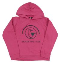 Fuchsiová mikina s 3D rackem a kapucí