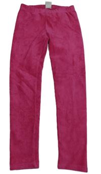 Fuchsiové žebrované sametové legíny Boboli