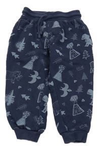 Tmavomodré tepláky s dinosaury a stromky George