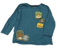 Tmavozelené tričko s kempingovým motívom Little Kids