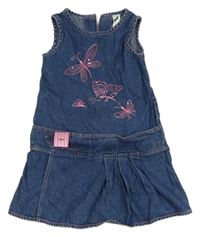 Modré rifľové šaty s vážkami s flitrami C&A