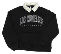 Čierna mikina s nápisom a golierikom Shein