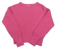 Tmavorůžový chlupatý crop svetr Primark