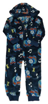 Petrolejová chlupatá kombinéza s Mašinkou Tomášem a kapucí Mothercare