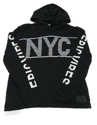 Černý svetr s písmeny a kapucí H&M