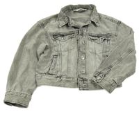 Sivá rifľová crop bunda H&M