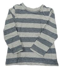 Šedo-tmavomodré pruhované triko C&A