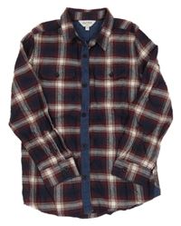 Tmavomodro-vínovo-biela kockovaná flanelová košeľa Outfit Kids