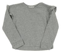 Sivá melírovaná mikina s volánikmi Jeff&Co