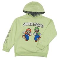 Zelenkavá mikina s Mariem a kapucňou