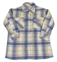 Bílo-modro-béžová kostkovaná košilová bunda M&S