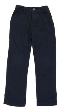 Tmavomodré plátěné slim fit chino kalhoty Next